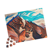 Wall Art Decor Wild Horses Modern Art Nature Landscape Puzzle (110, 252, 500, 1000-pieces)