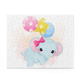 Jigsaw Puzzle, Cute Baby Elephant with Balloons Print, 120 252 500 pieces